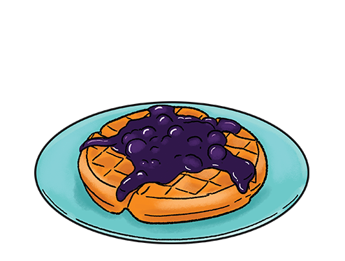 Buttermilk Waffles with Blueberry Sauce