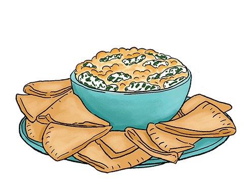 Cheesy Spinach Dip and Chips