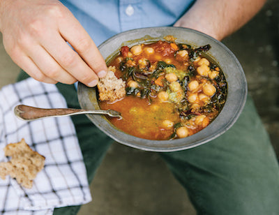 Chickpea Stew with Broccoli Pesto - Feeding a Family