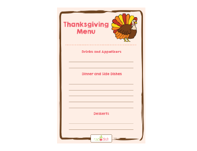 Thanksgiving Menu
